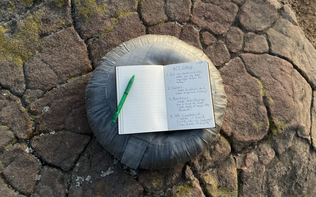 A journal book on top of a round floor pillow
