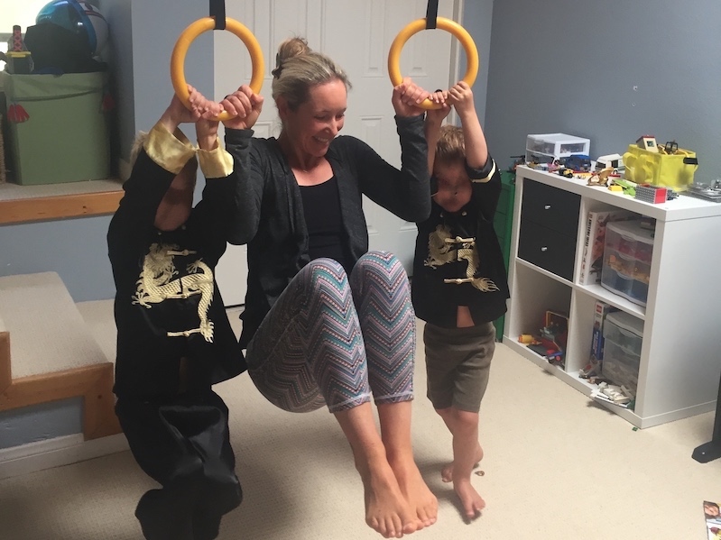 family on rings hanging