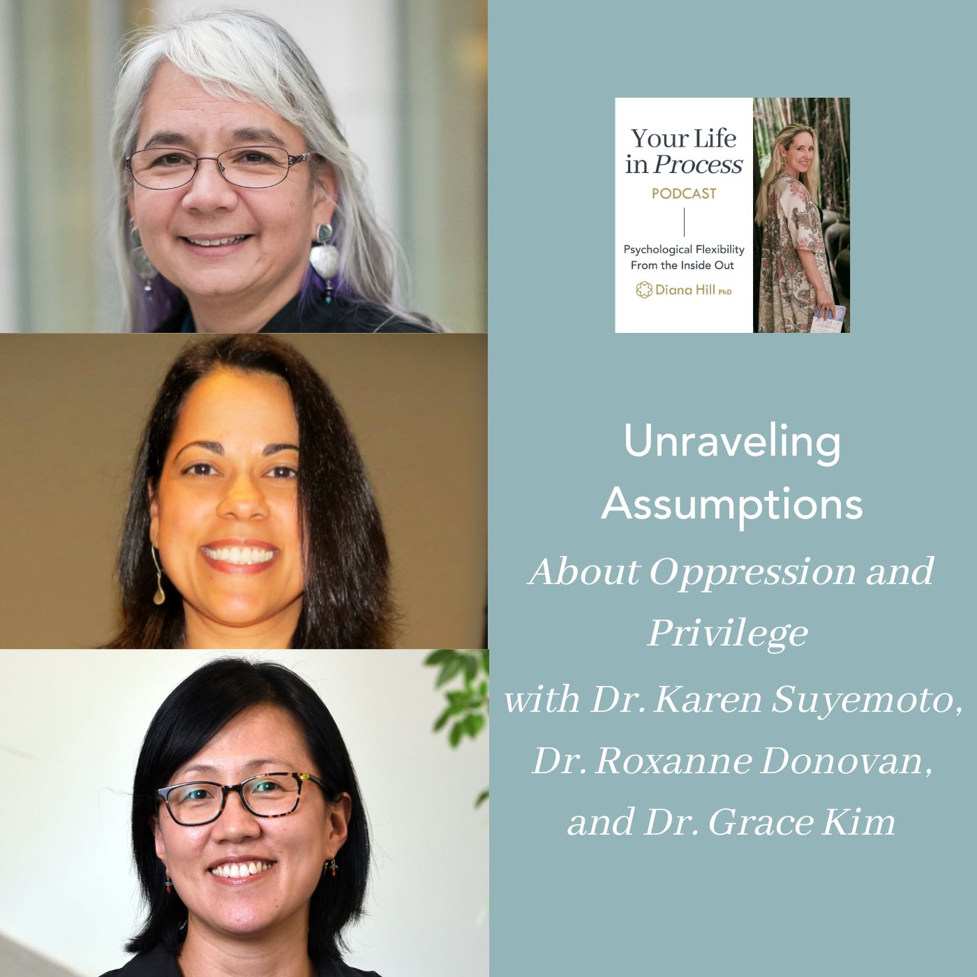 045 Cover YLIP Unraveling Assumptions About Oppression and Privilege with Dr. Karen Suyemoto, Dr. Roxanne Donovan, and Dr. Grace Kim